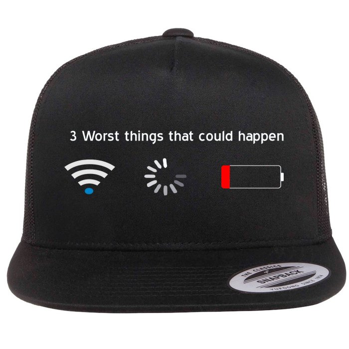 No WiFi No Battery Loading Geek Flat Bill Trucker Hat