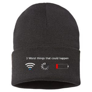 No WiFi No Battery Loading Geek Sustainable Knit Beanie