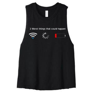 No WiFi No Battery Loading Geek Women's Racerback Cropped Tank