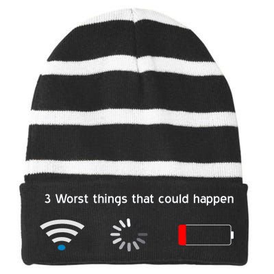 No WiFi No Battery Loading Geek Striped Beanie with Solid Band