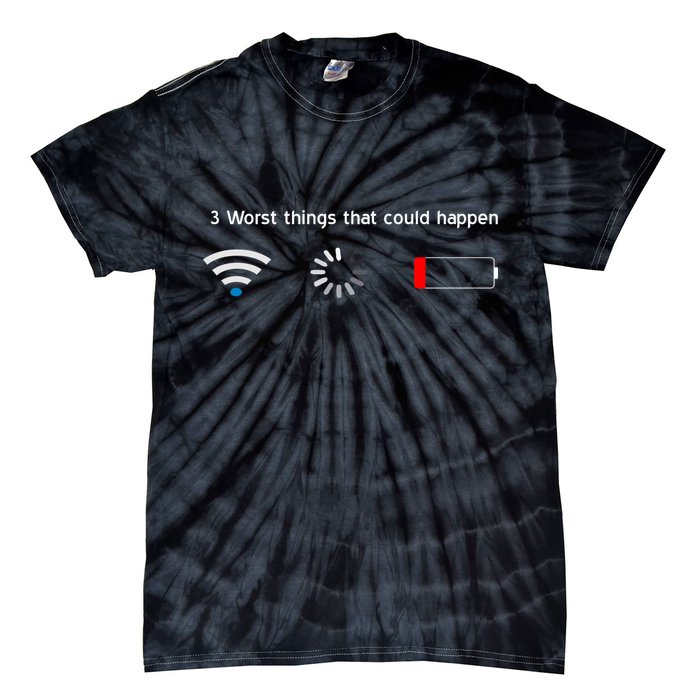 No WiFi No Battery Loading Geek Tie-Dye T-Shirt