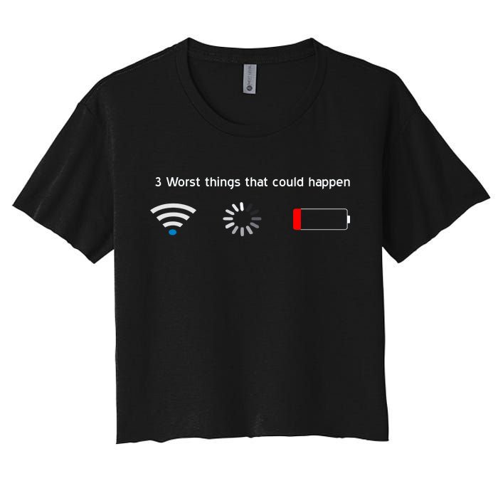 No WiFi No Battery Loading Geek Women's Crop Top Tee