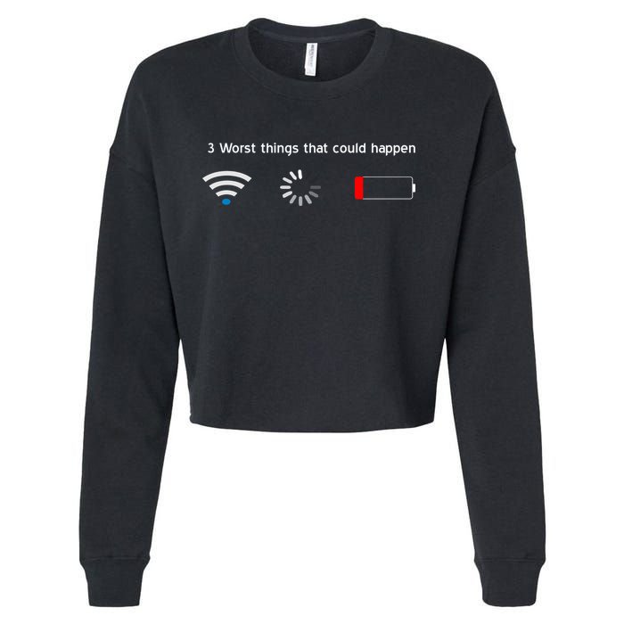 No WiFi No Battery Loading Geek Cropped Pullover Crew