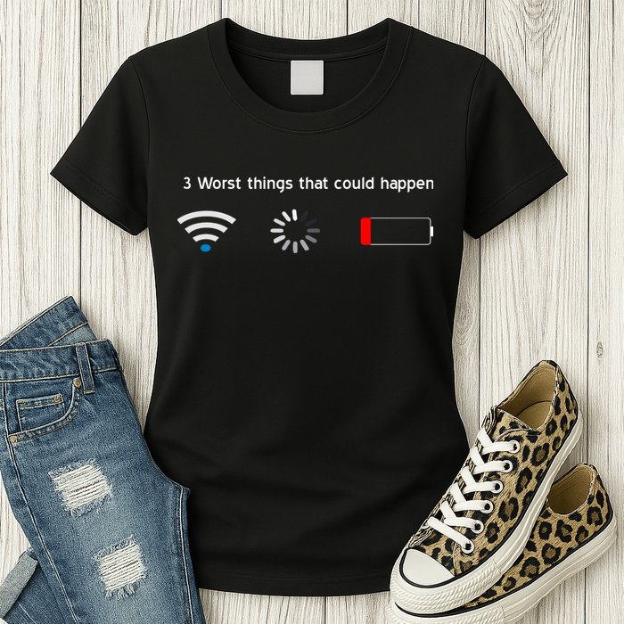 No WiFi No Battery Loading Geek Womens T-Shirt