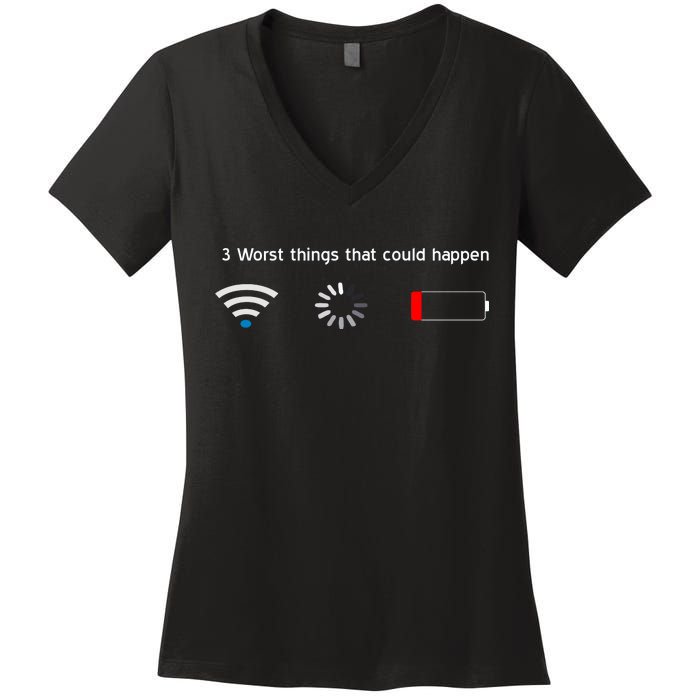 No WiFi No Battery Loading Geek Women's V-Neck T-Shirt