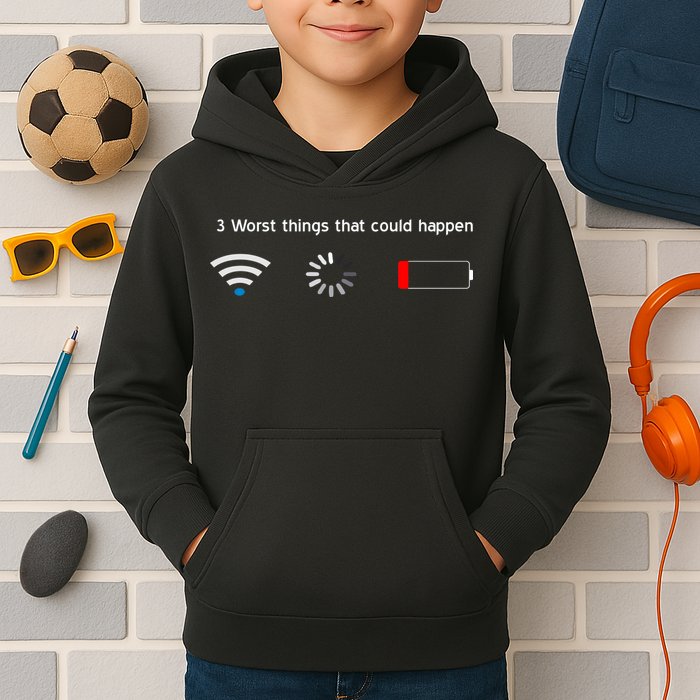 No WiFi No Battery Loading Geek Kids Hoodie