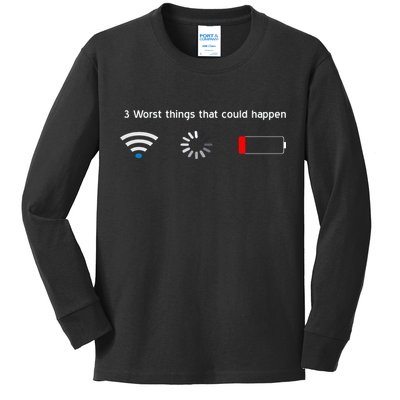 No WiFi No Battery Loading Geek Kids Long Sleeve Shirt