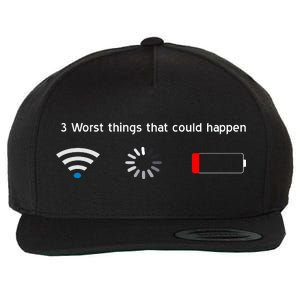 No WiFi No Battery Loading Geek Wool Snapback Cap