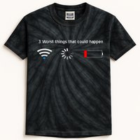 No WiFi No Battery Loading Geek Kids Tie-Dye T-Shirt