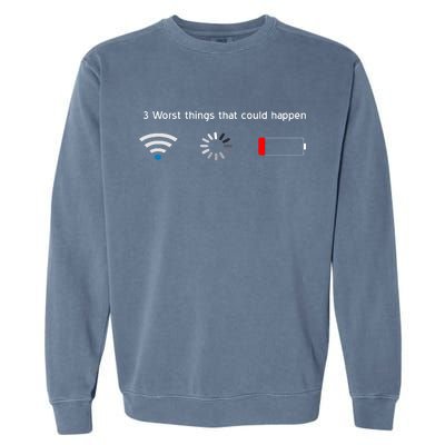 No WiFi No Battery Loading Geek Garment-Dyed Sweatshirt