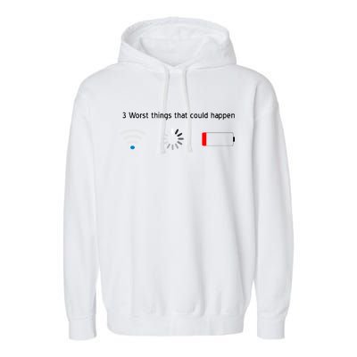 No WiFi No Battery Loading Geek Garment-Dyed Fleece Hoodie