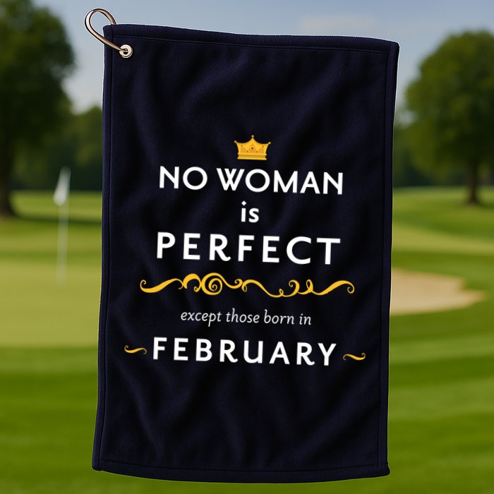 No Woman Is Perfect Except Those Born In Febuary Golf Towel