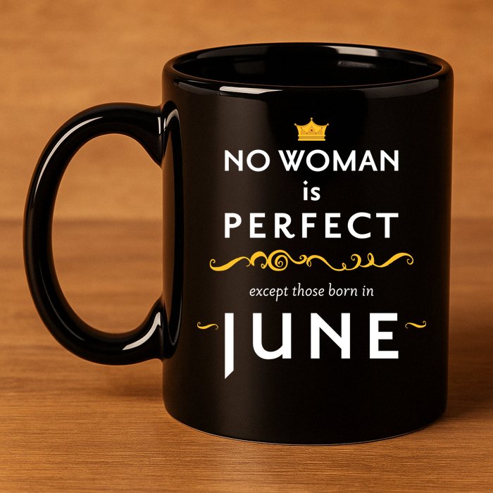 No Woman Is Perfect Except Those Born In June 11oz C Handle Ceramic Mug