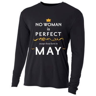 No Woman Is Perfect Except Those Born In May Cooling Performance Long Sleeve Crew