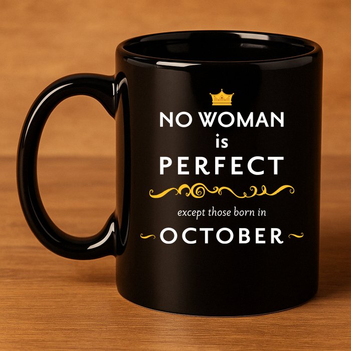 No Woman Is Perfect Except Those Born In October 11oz C Handle Ceramic Mug