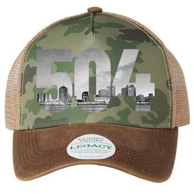 New Orleans 504 Area Code Skyline Louisiana Vintage Legacy Tie Dye Trucker Hat