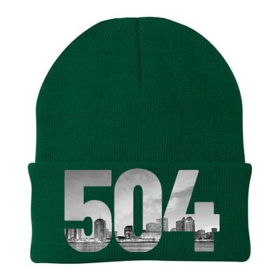 New Orleans 504 Area Code Skyline Louisiana Vintage Knit Cap Winter Beanie