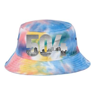 New Orleans 504 Area Code Skyline Louisiana Vintage Tie Dye Newport Bucket Hat