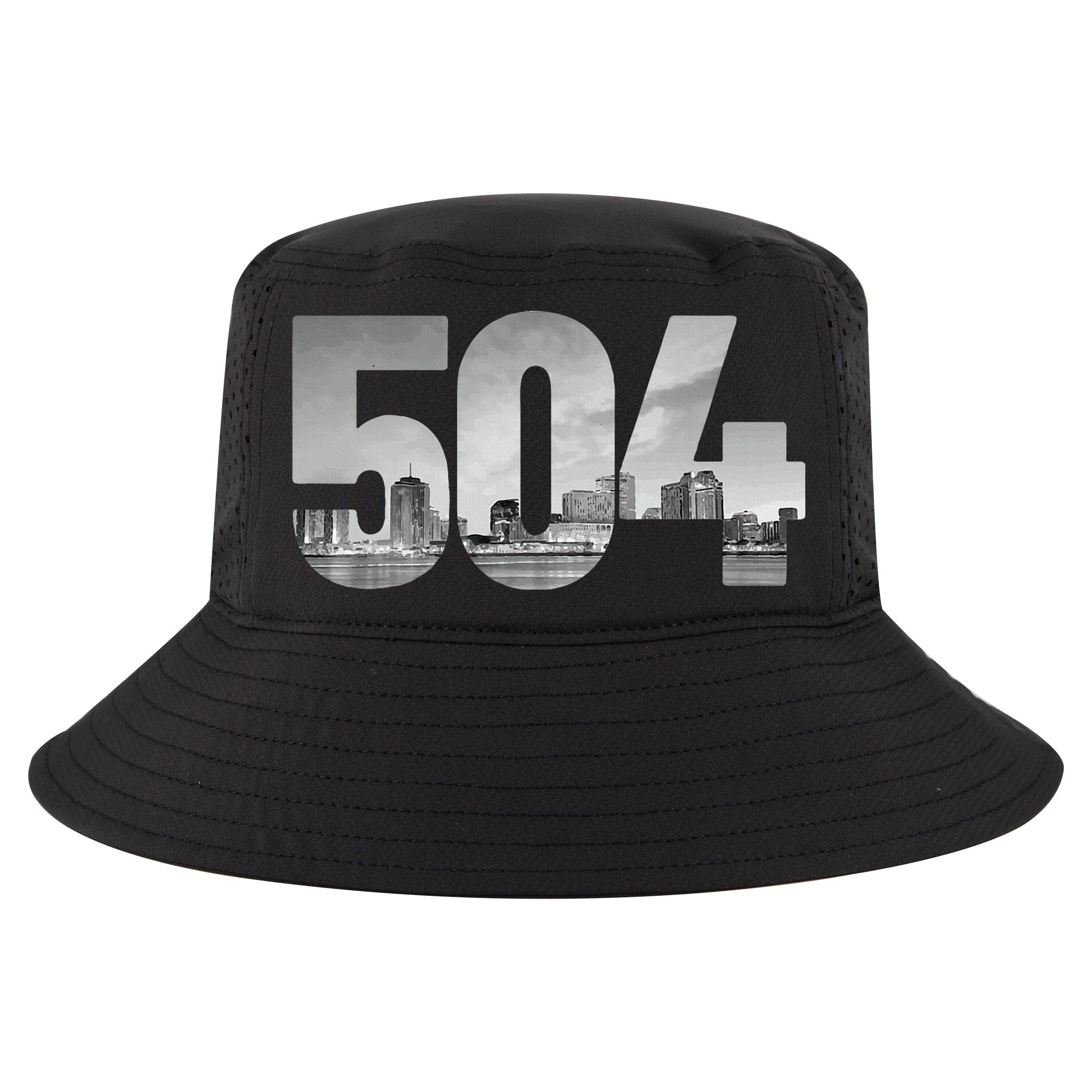 New Orleans 504 Area Code Skyline Louisiana Vintage Cool Comfort Performance Bucket Hat