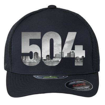 New Orleans 504 Area Code Skyline Louisiana Vintage Flexfit Unipanel Trucker Cap