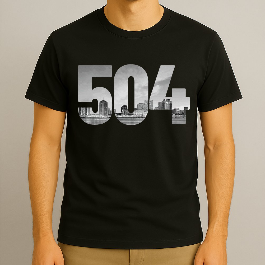 New Orleans 504 Area Code Skyline Louisiana Vintage T-Shirt