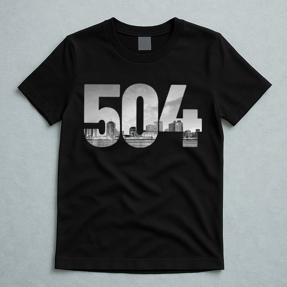 New Orleans 504 Area Code Skyline Louisiana Vintage T-Shirt