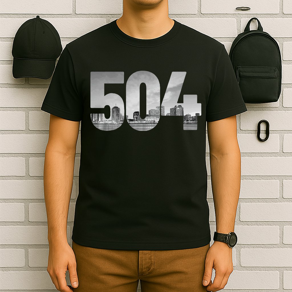 New Orleans 504 Area Code Skyline Louisiana Vintage T-Shirt