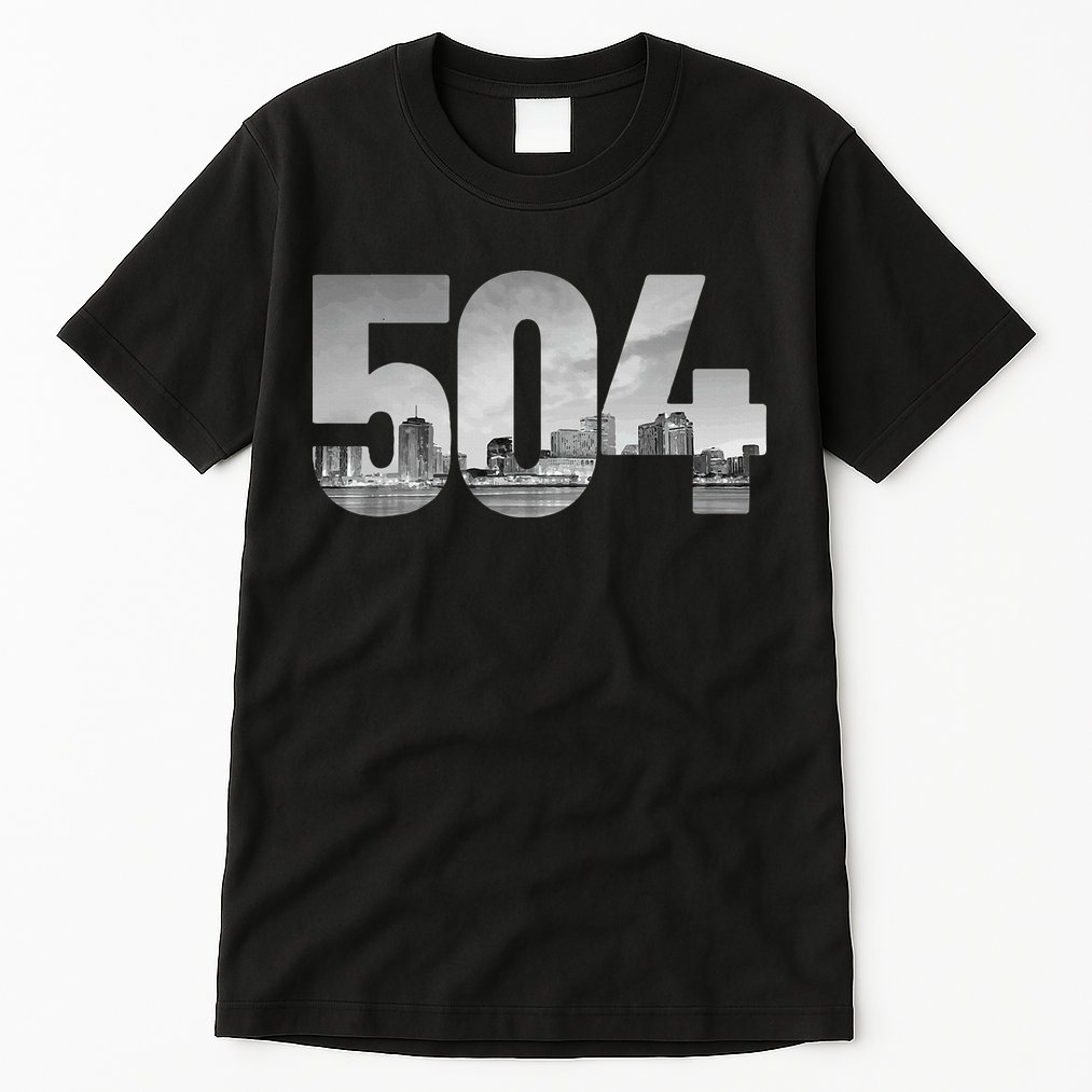 New Orleans 504 Area Code Skyline Louisiana Vintage Tall T-Shirt