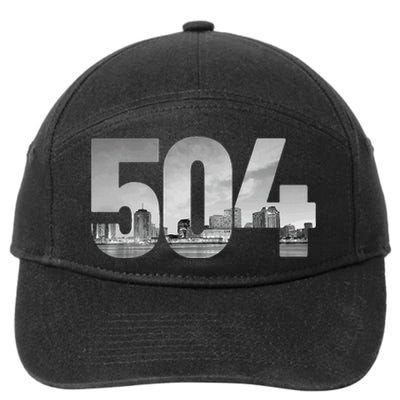 New Orleans 504 Area Code Skyline Louisiana Vintage 7-Panel Snapback Hat