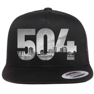 New Orleans 504 Area Code Skyline Louisiana Vintage Flat Bill Trucker Hat