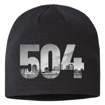 New Orleans 504 Area Code Skyline Louisiana Vintage Sustainable Beanie