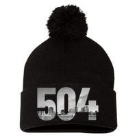 New Orleans 504 Area Code Skyline Louisiana Vintage Pom Pom 12in Knit Beanie