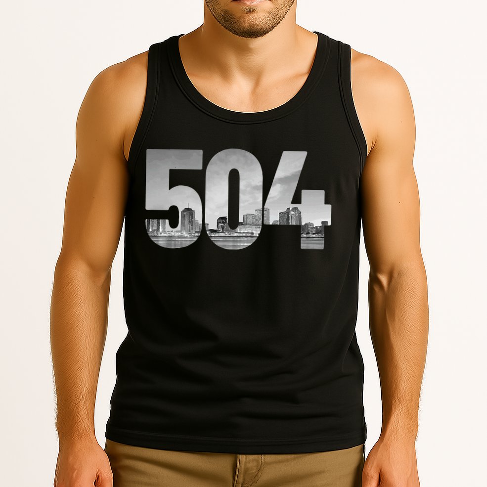 New Orleans 504 Area Code Skyline Louisiana Vintage Tank Top