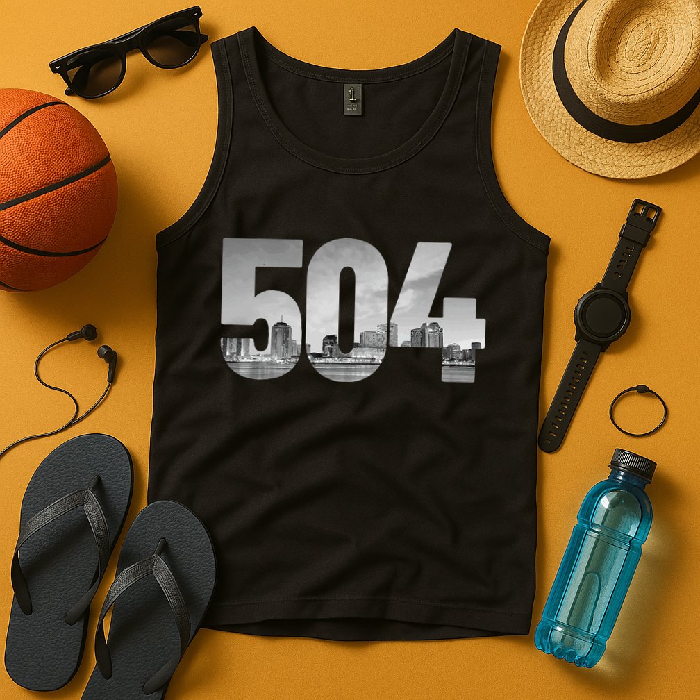 New Orleans 504 Area Code Skyline Louisiana Vintage Tank Top
