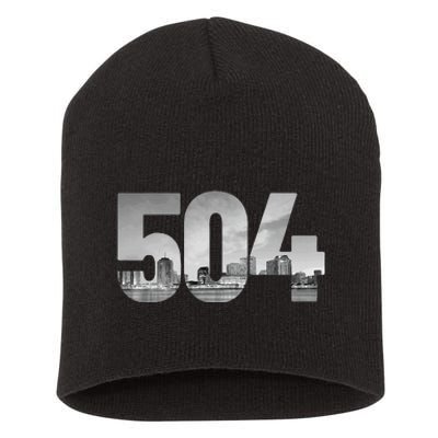 New Orleans 504 Area Code Skyline Louisiana Vintage Short Acrylic Beanie