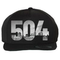 New Orleans 504 Area Code Skyline Louisiana Vintage Wool Snapback Cap