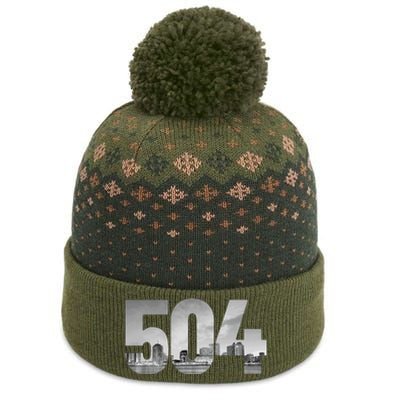 New Orleans 504 Area Code Skyline Louisiana Vintage The Baniff Cuffed Pom Beanie