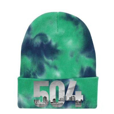 New Orleans 504 Area Code Skyline Louisiana Vintage Tie Dye 12in Knit Beanie