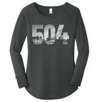 New Orleans 504 Area Code Skyline Louisiana Vintage Women's Perfect Tri Tunic Long Sleeve Shirt