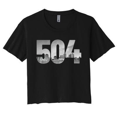 New Orleans 504 Area Code Skyline Louisiana Vintage Women's Crop Top Tee