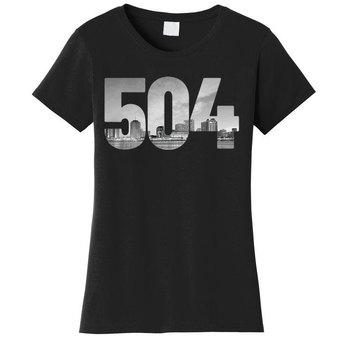 New Orleans 504 Area Code Skyline Louisiana Vintage Women's T-Shirt