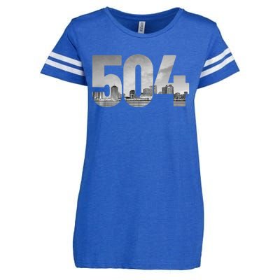 New Orleans 504 Area Code Skyline Louisiana Vintage Enza Ladies Jersey Football T-Shirt