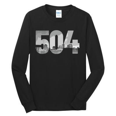 New Orleans 504 Area Code Skyline Louisiana Vintage Tall Long Sleeve T-Shirt