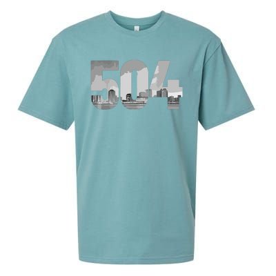 New Orleans 504 Area Code Skyline Louisiana Vintage Sueded Cloud Jersey T-Shirt