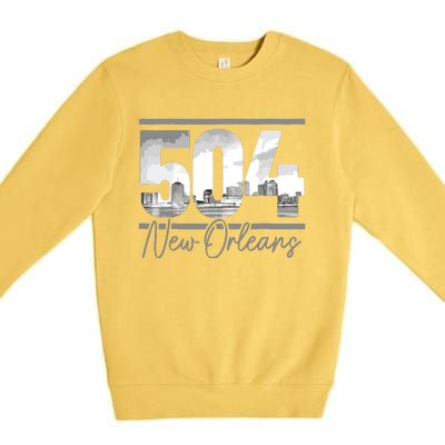 New Orleans 504 Area Code Skyline Louisiana Vintage Premium Crewneck Sweatshirt