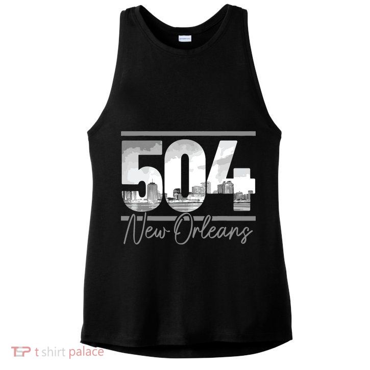 New Orleans 504 Area Code Skyline Louisiana Vintage Ladies PosiCharge Tri-Blend Wicking Tank