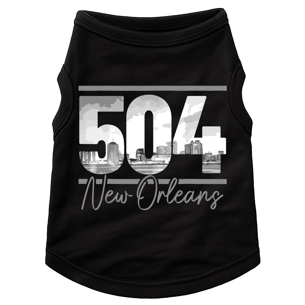 New Orleans 504 Area Code Skyline Louisiana Vintage Doggie Tank