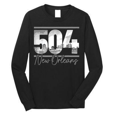 New Orleans 504 Area Code Skyline Louisiana Vintage Long Sleeve Shirt