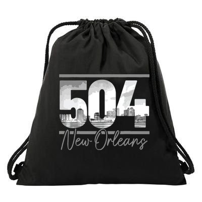 New Orleans 504 Area Code Skyline Louisiana Vintage Drawstring Bag