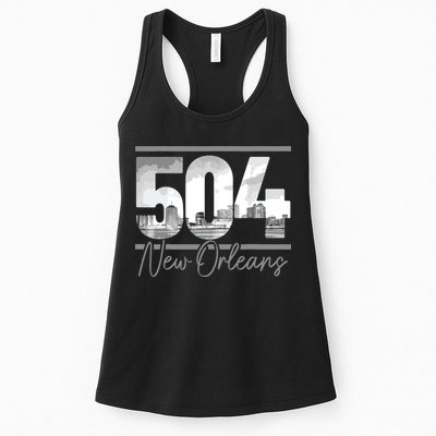 New Orleans 504 Area Code Skyline Louisiana Vintage Womens Tank Top